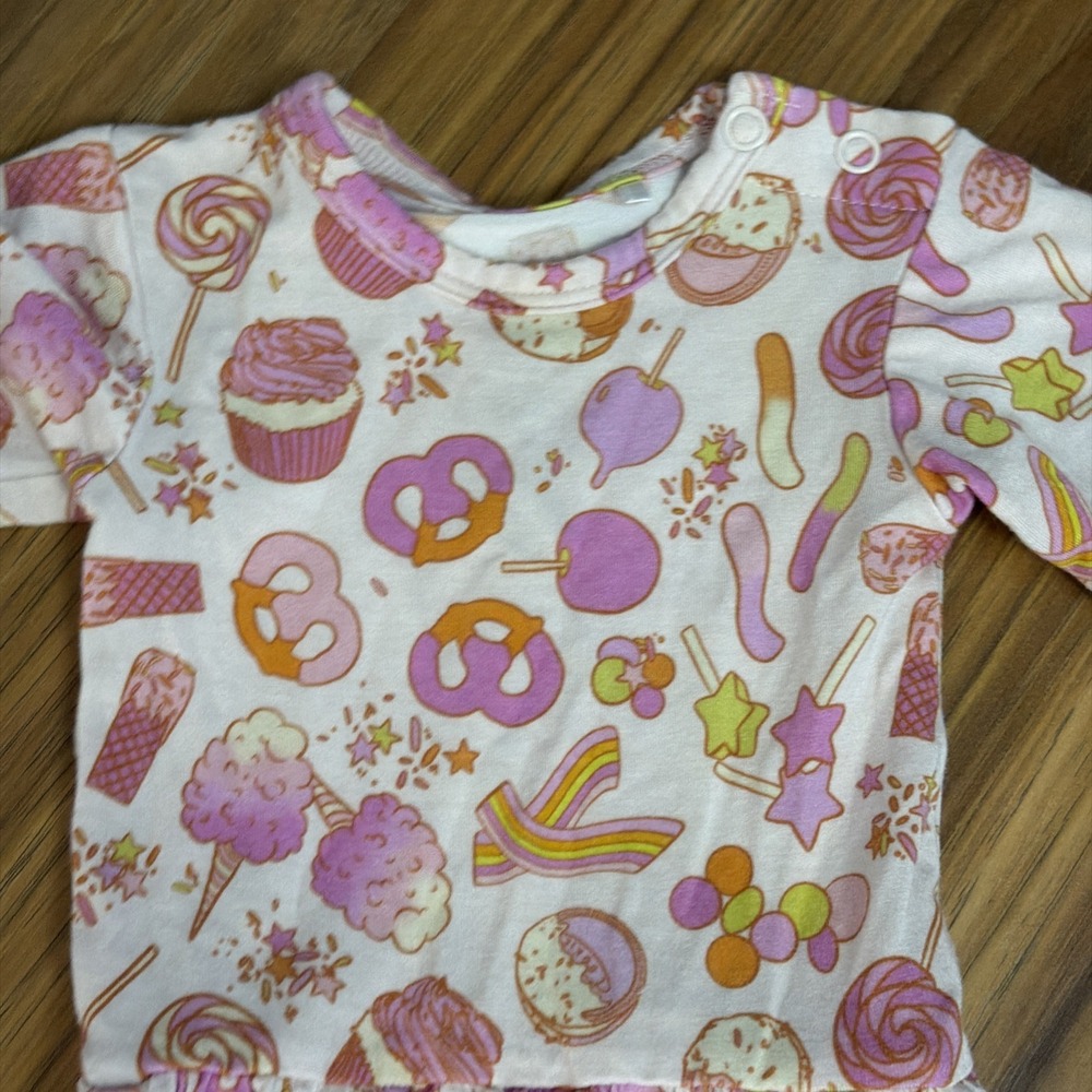 Dream Big Little Baby Girls 0-3 Months Bodysuit Dress Sweet Treats Bamboo Pink - Picture 2 of 5